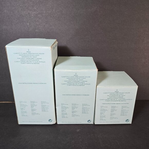 Partylite Clarity Glass Taper & Tealight Candle Holders Set of 3 Versatile - Picture 6 of 10